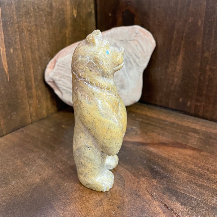 Turkish Marble Standing Bear Zuni Fetish, by Cody Nastacio