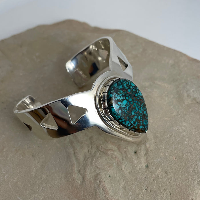 Silver and Blue Moon Turquoise Bracelet, by Fortune Huntinghorse