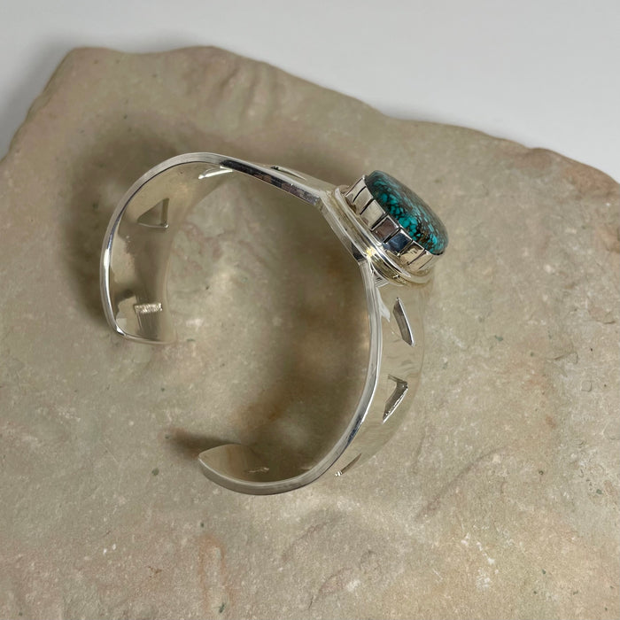 Silver and Blue Moon Turquoise Bracelet, by Fortune Huntinghorse