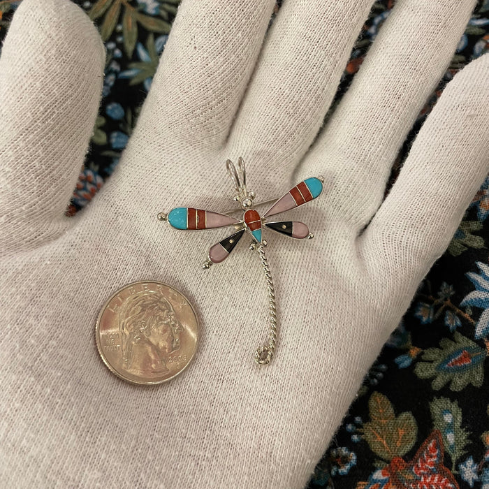 Zuni Inlay Dragonfly Pin or Pendant, by Lyndon Ahiyite