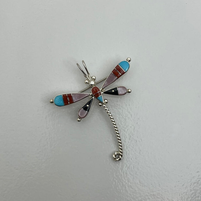 Zuni Inlay Dragonfly Pin or Pendant, by Lyndon Ahiyite