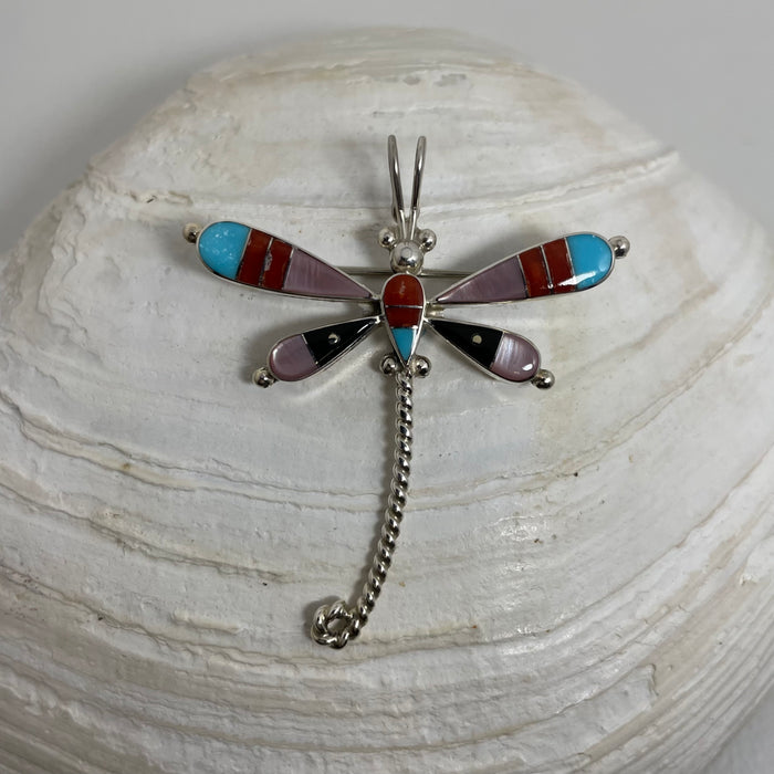 Zuni Inlay Dragonfly Pin or Pendant, by Lyndon Ahiyite