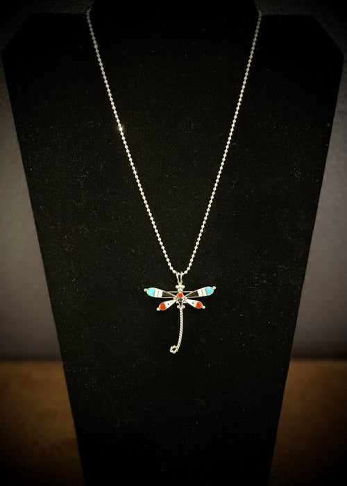 Zuni Inlay Dragonfly Pin or Pendant, by Lyndon Ahiyite