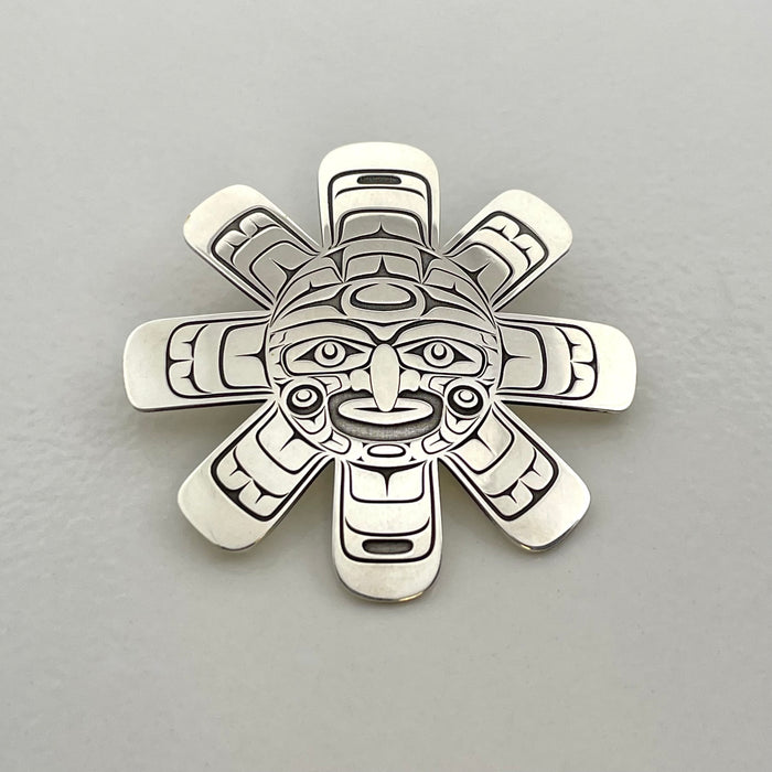 Sterling Silver Northwest Sun Mask Pendant, by Kolten Khasalus Grant