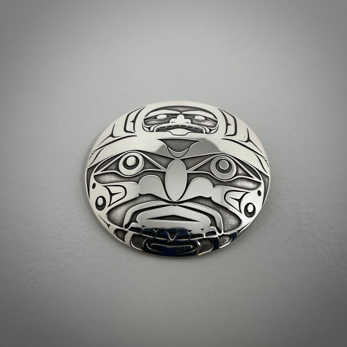 Sterling Silver Northwest Moon Mask Pendant, by Kolten Khasalus Grant