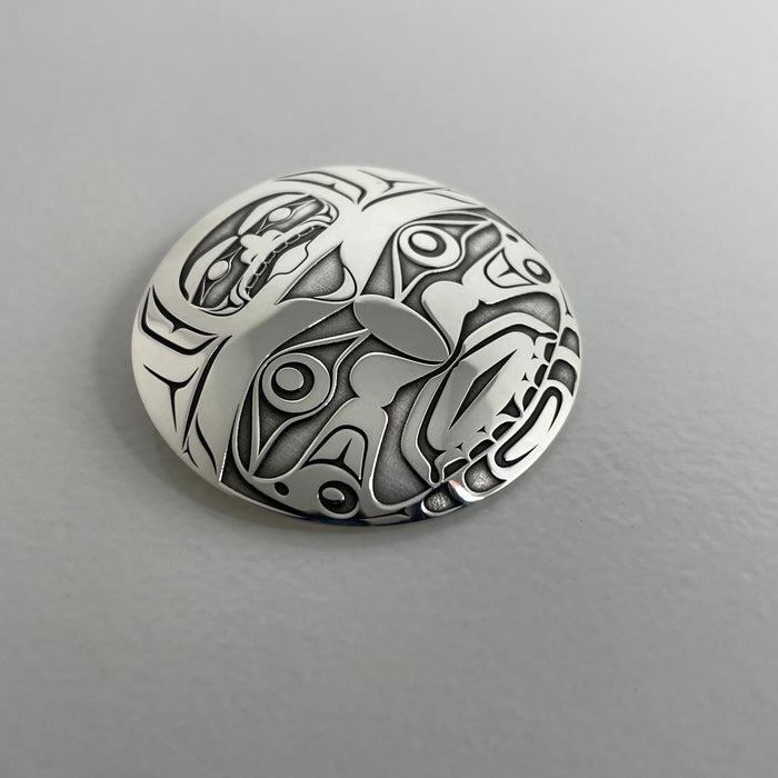 Sterling Silver Northwest Moon Mask Pendant, by Kolten Khasalus Grant