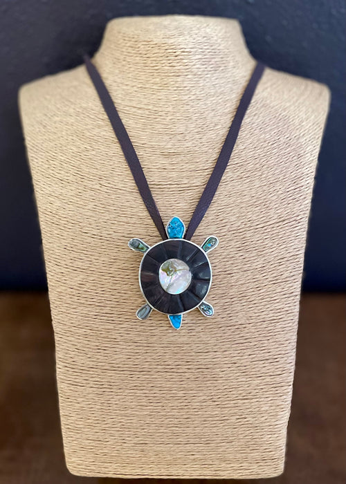 Hopi Turtle Pendant with Inlay, by Sonwai