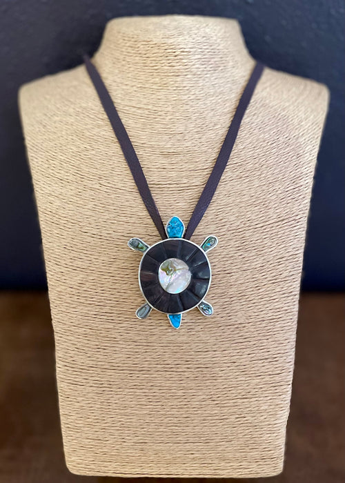 Hopi Turtle Pendant with Inlay, by Sonwai– Raven Makes Gallery