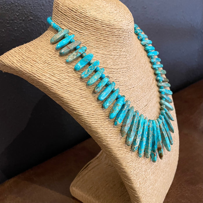 Graduated Royston Turquoise Tabs Necklace, by Mary and Everett Teller, Navajo