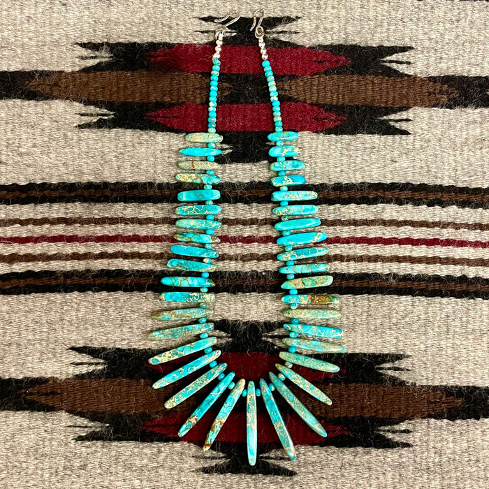 Graduated Royston Turquoise Tabs Necklace, by Mary and Everett Teller, Navajo
