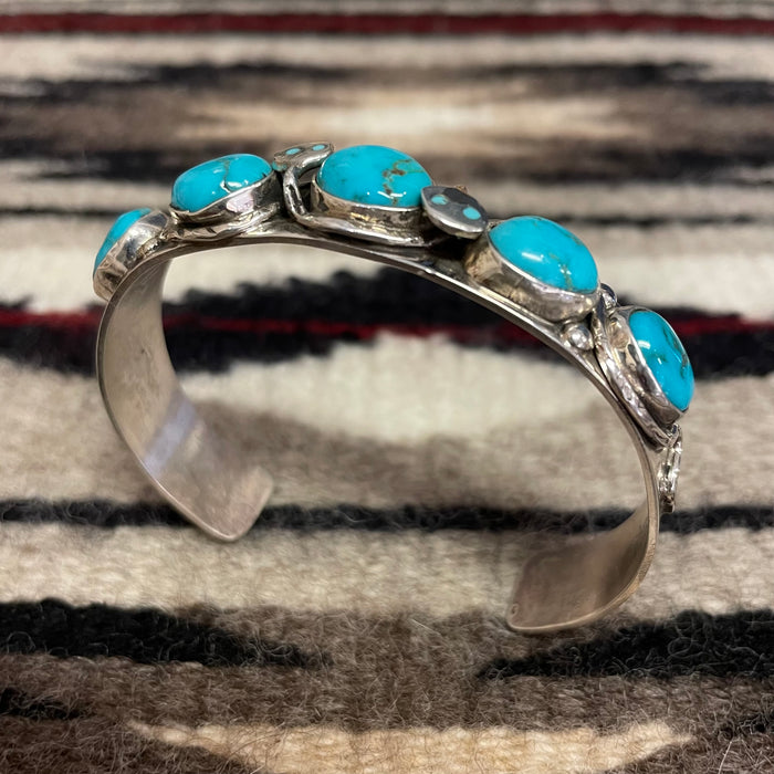 Sleeping Beauty Turquoise and Silver Zuni Snake Bracelet, by Jude Candelaria