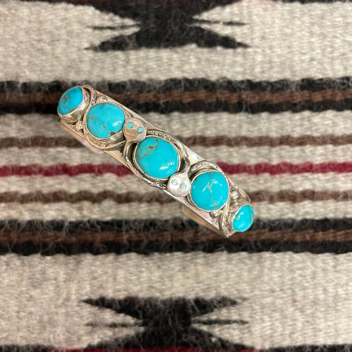 Sleeping Beauty Turquoise and Silver Zuni Snake Bracelet, by Jude Candelaria