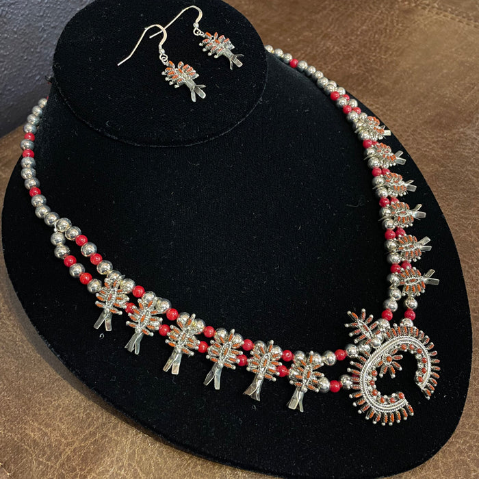 Needle Point Coral Necklace Set, by Virginia and Norman Hooee and Family