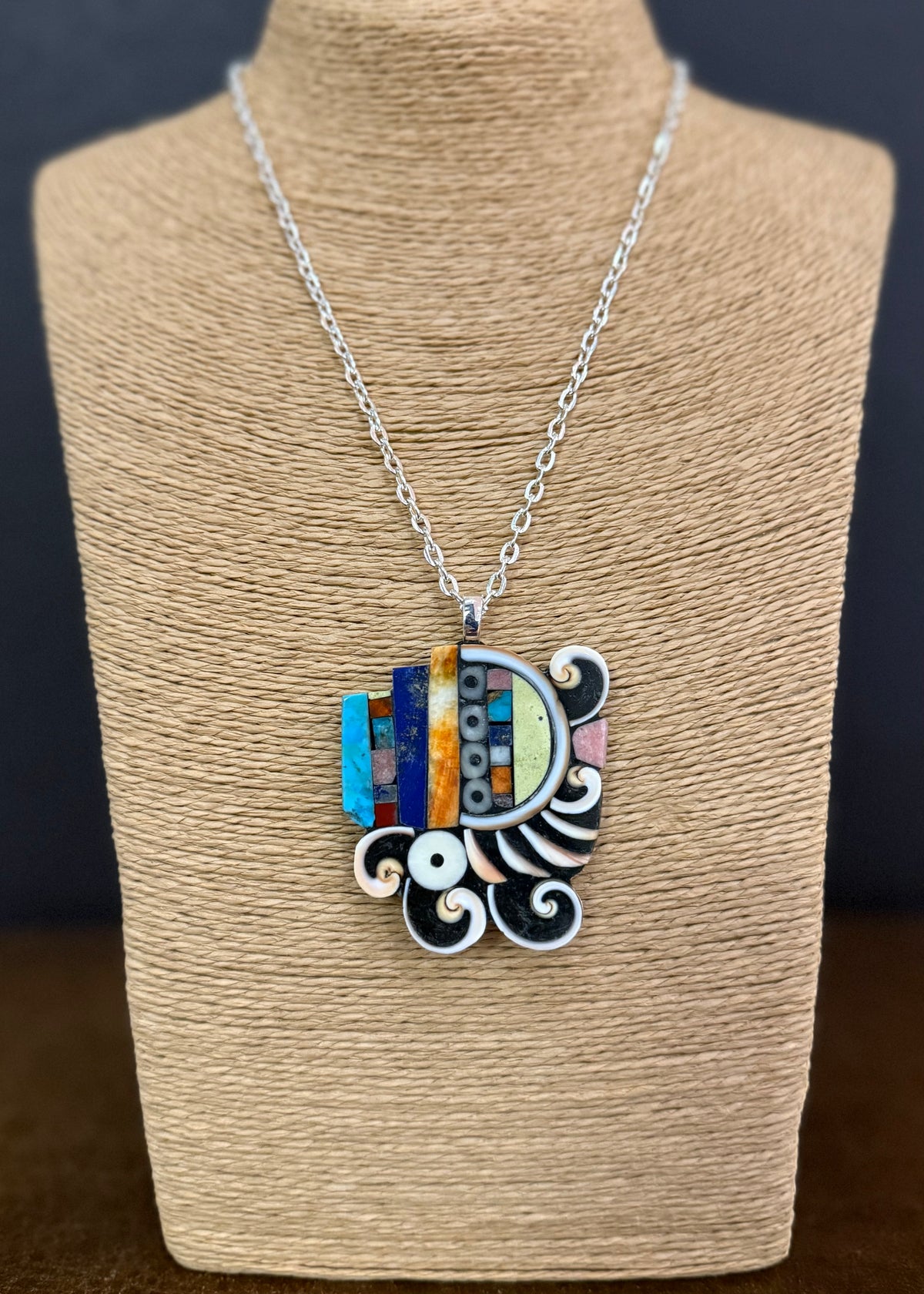 Mary Tafoya Inlay Mosaic Jewelry Pendant– Raven Makes Gallery