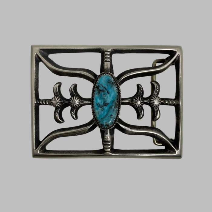 Navajo Silver Old Stye Belt Buckle, by Martha Cayatineto