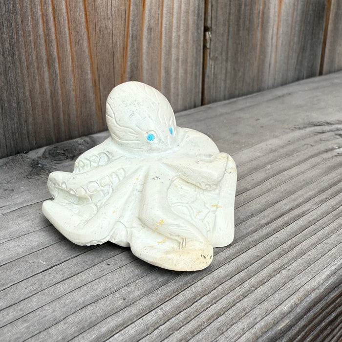 White Marble Octopus Zuni Fetish, by Mike Coble
