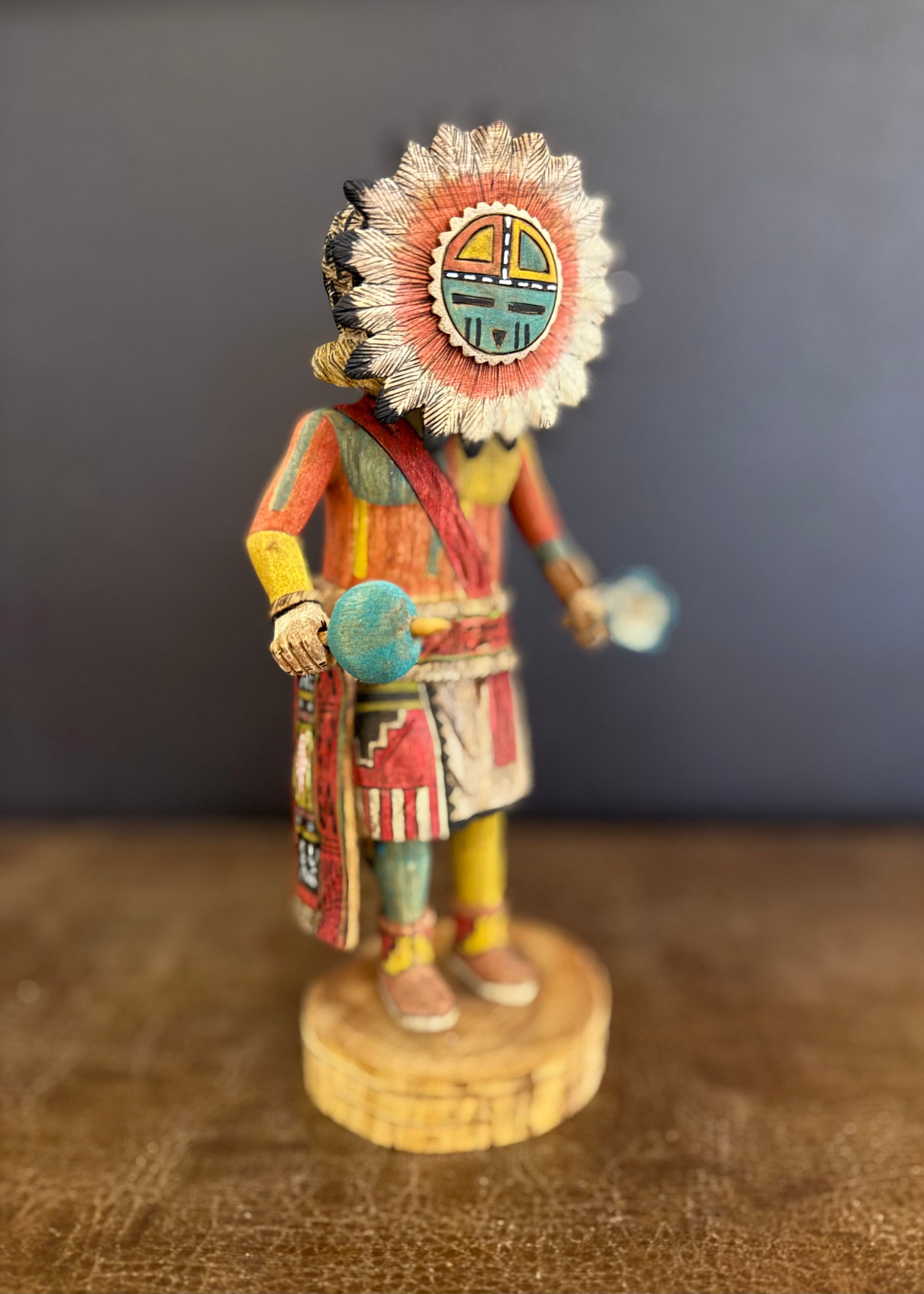 カチナドール　kachina Doll　ホピ族　サンフェイス　Sun Face VINTAGE Sunface Native American kachina doll. Handmade