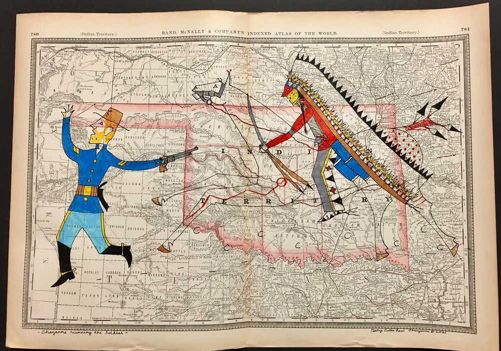 Cheyenne Running the Soldier, 1884 Indian Territory, George Curtis Levi, Southern Cheyenne, Arapaho
