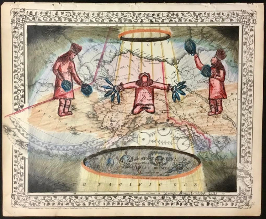 Dancing Away Darkness, 1872 map of Alaska Territory, Jennifer Angaiak Wood, Yup'ik