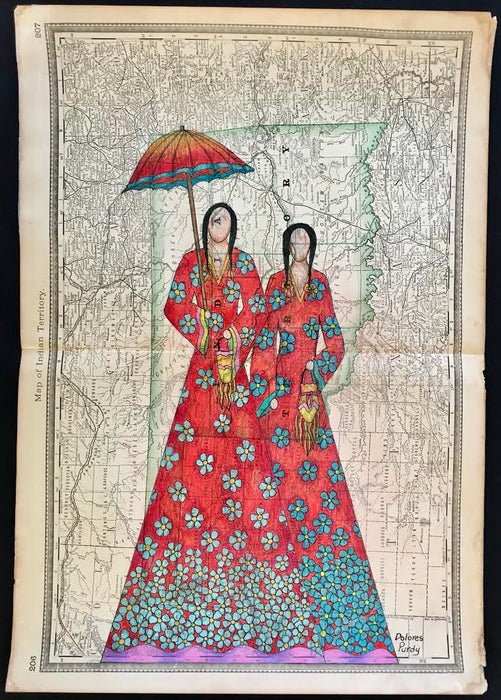 We Haven't Forgotten You, 1883 Map of Indian Territory , by Dolores Purdy, Caddo Nation, Winnebago