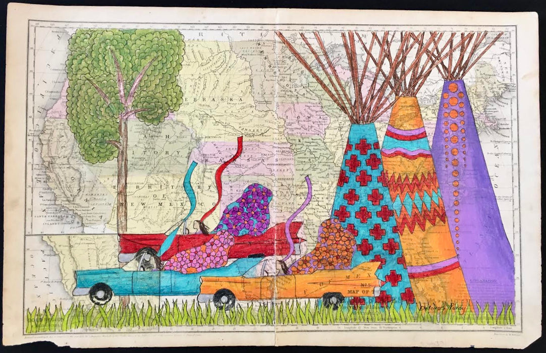 Cadillacs, Take Us To the Califonia Spa, 1852 No. 5 Map of the United States, by Dolores Purdy, Caddo Nation Winnebago