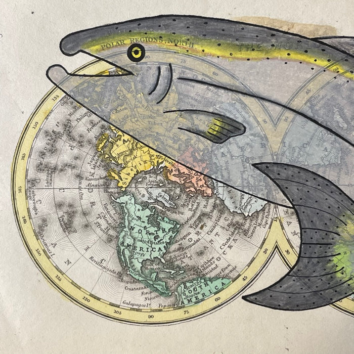 Iqallut (Many Salmon), 1850 World Map, by Heather Johnston