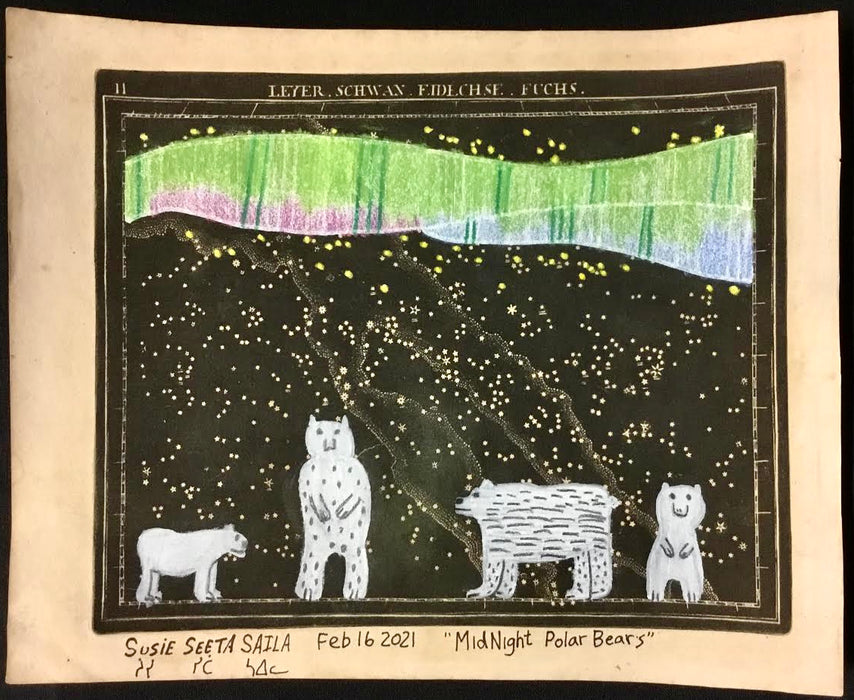 Midnight Polar Bears, 1799 Celestial Map, Susie Sita Saila, Inuit of Cape Dorset