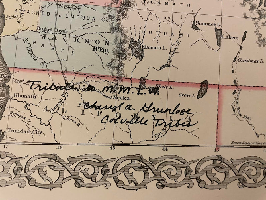 Tribute to Missing and Murdered Indigenous Women, 1856 Map, by Cheryl Grunlose Colville Tribes