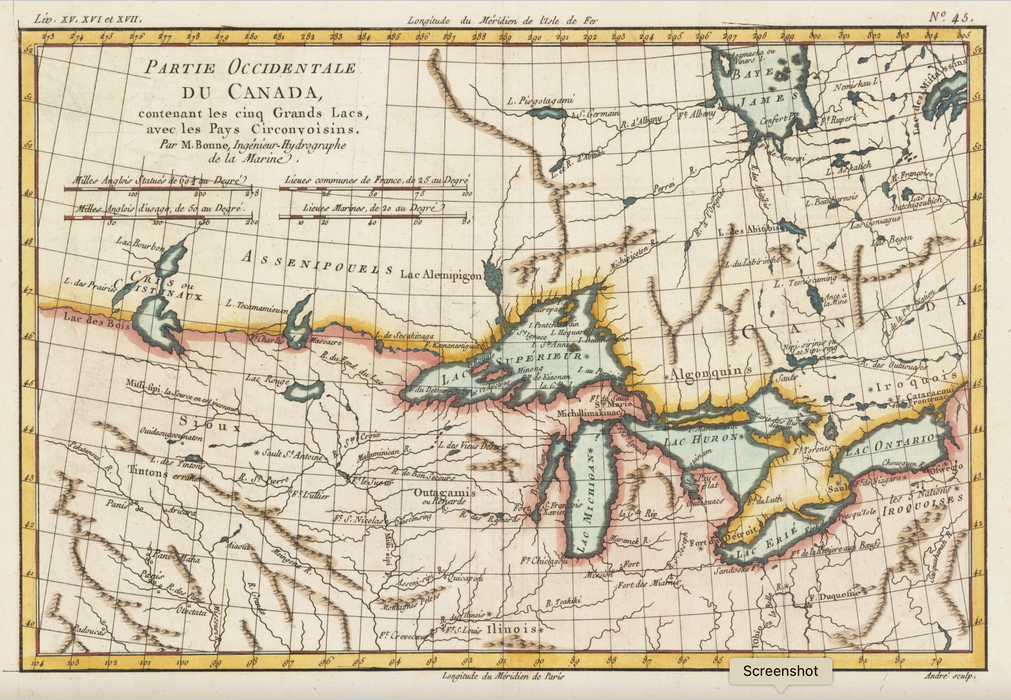 Mishipesu (The Underwater Panther in Lake Superior,) 1780 Map, by Gordon Coons