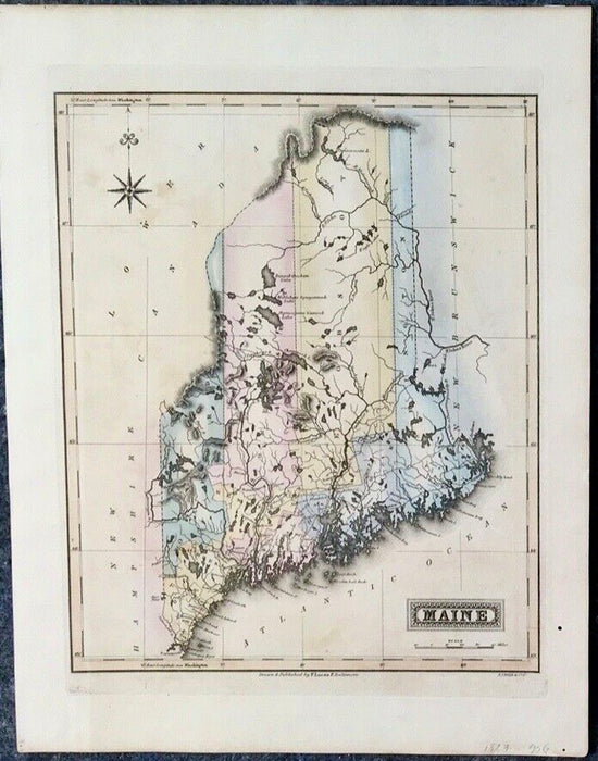 Wolf Spirits Give Peace, 1824 Maine Map, Loretta Gould, Mi'kmaq