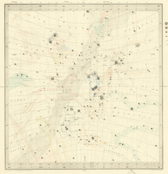 Ravin' About the Stars, 1846 Celestial Map, by Myles Crouch