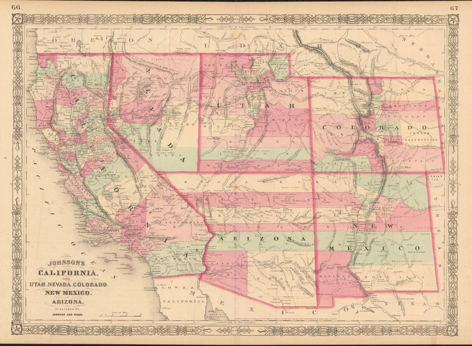 Dinaytah (Navajo Lands) on 1864 map of the Southwest by Shawn Kee, Navajo