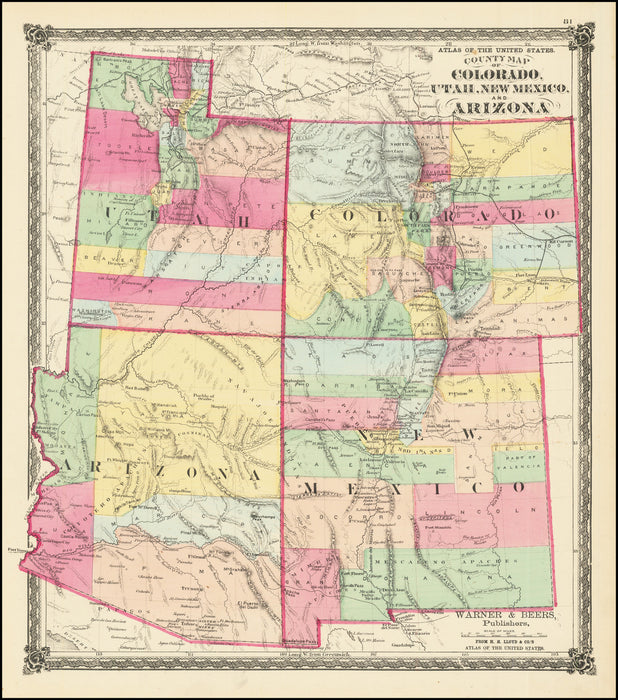 Four Sacred Directions, 1872 The Four Corners Map, by Wilmer Kaye, Hopi