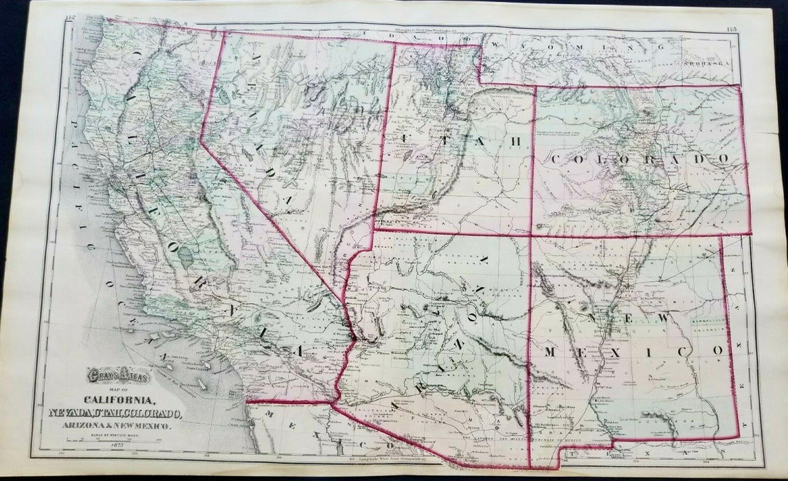 Holy Ones of the Southwest, 1874 Four Corners, California, Nevada Map, by Wilmer Kaye, Hopi