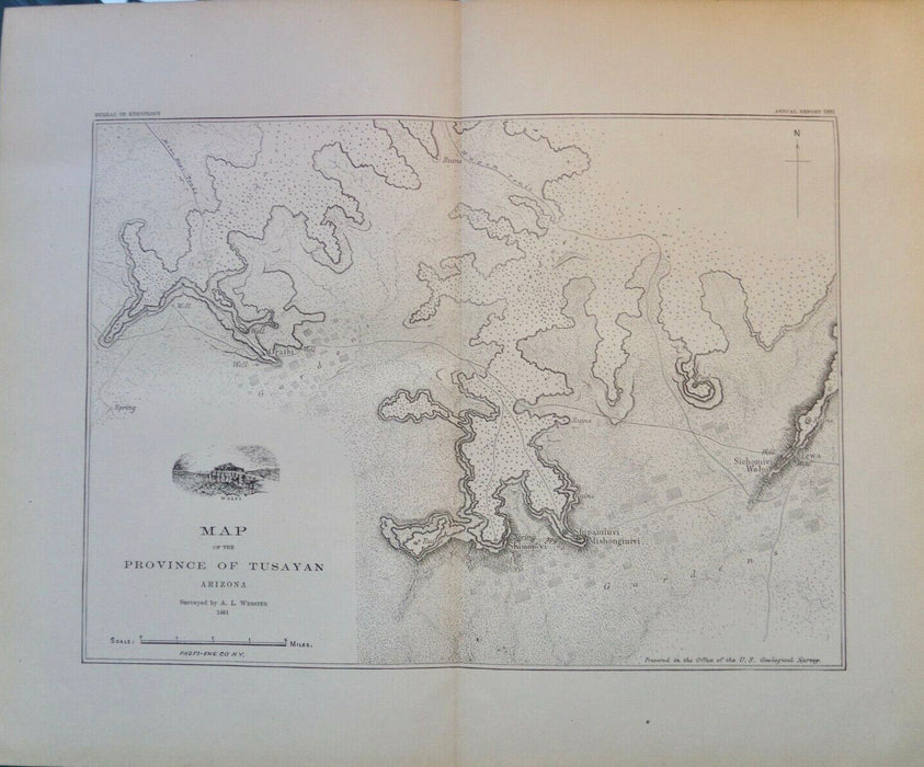 Most Ancient Ones, 1883 Hopi Mesas Map, by Wilmer Kaye, Hopi