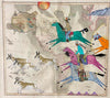 Antique Map art at Raven Makes Gallery Homelands Collection, Indigenous narrative ledger art on maps