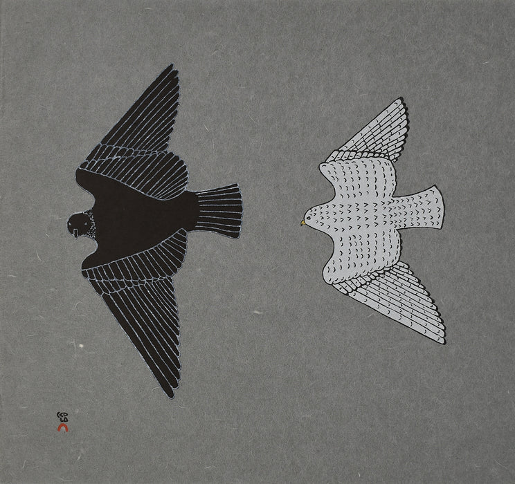 Cape Dorset 2020 Print, Aerial Pursuit, Johnny Pootoogook