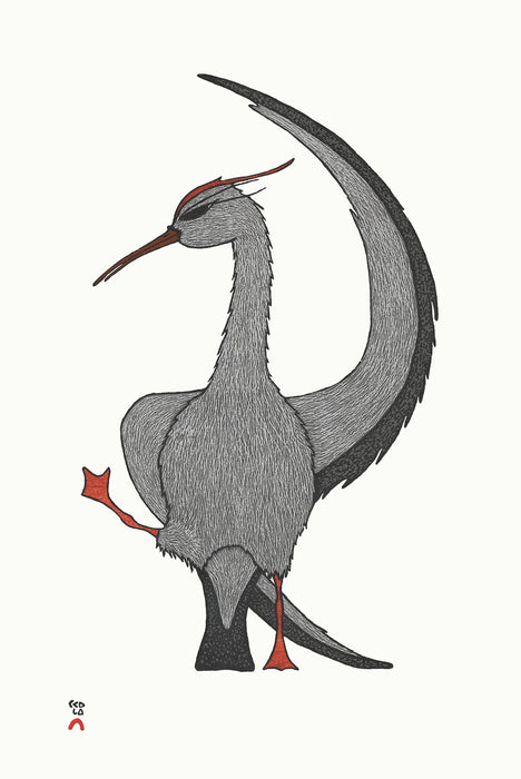 Cape Dorset 2020 Print, Stretching Crane, Padloo Samayualie