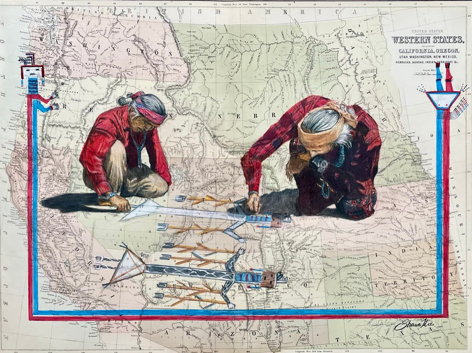 Medicine Man's Sand Painting, 1861 Map, by Shawn Kee, Navajo