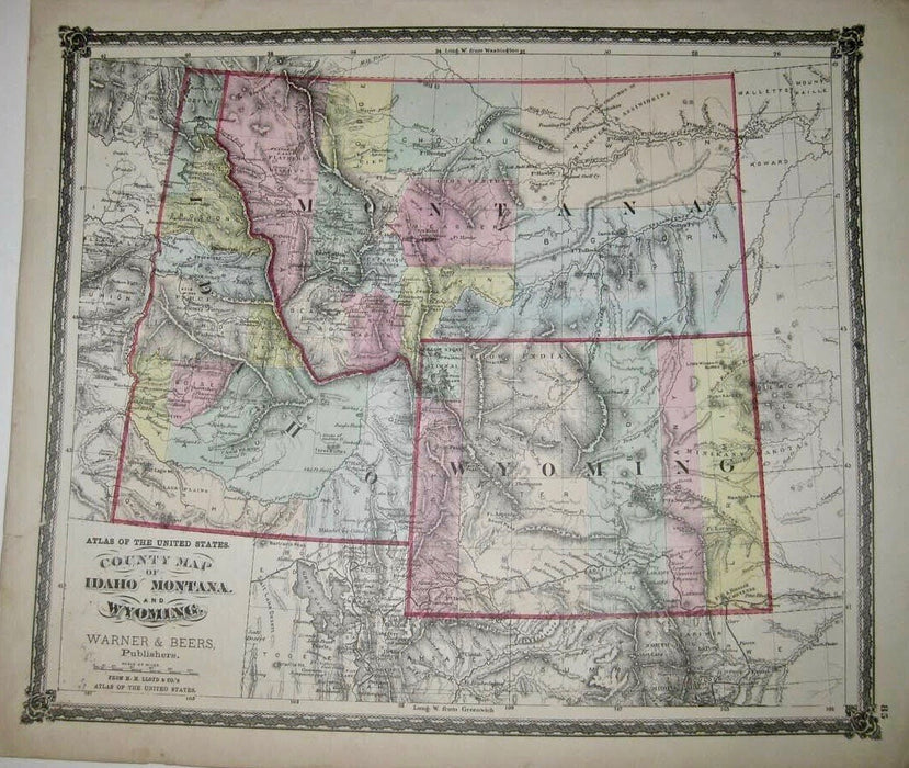 Black Wolf Society, 1875 Idaho Montana Wyoming Railroad Map, by Terrance Guardipee, Blackfeet