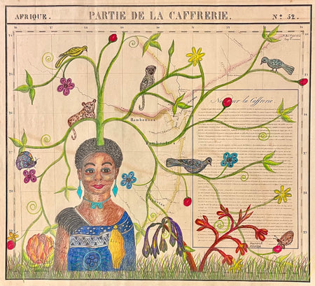 African Art on Antique Map