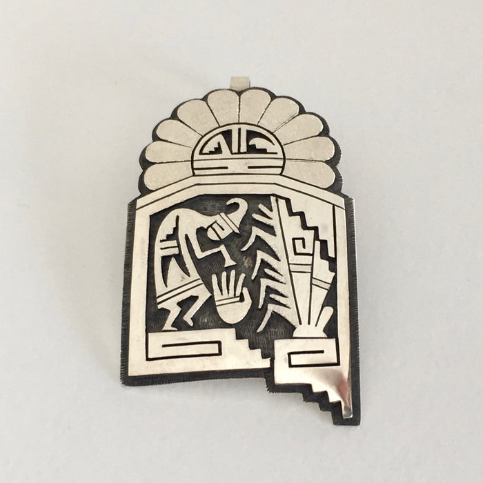 Kokopelli Brings the Spring, Hopi Silver Pendant,  by Berra Tawahongva