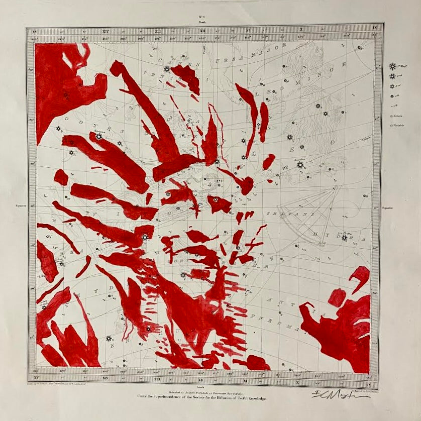 Ledger Art on Star Map by Bobby C. Martin– Raven Makes Gallery