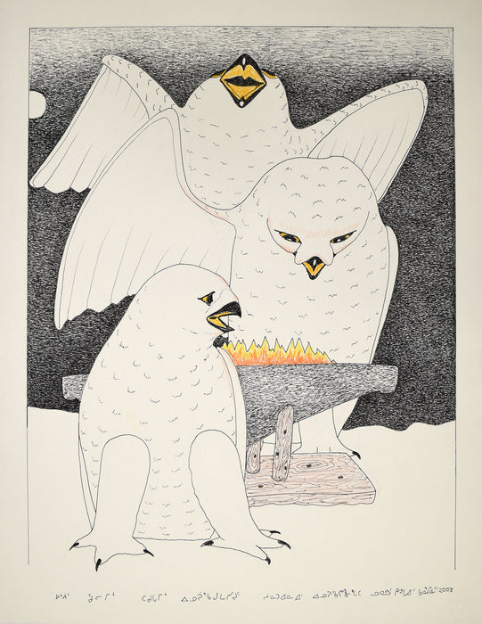 Owls Steal Kudlik, by Kananginak Pootoogook