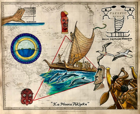 Antique Map Art Hawaii The Pacific Ocean