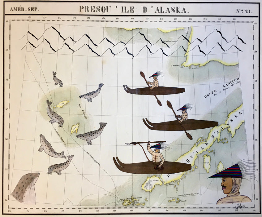 Isuqwiq pisuraa (Hunting Seals), 1827 Map of South-Western Alaska, Heather Johnston, Alutiiq