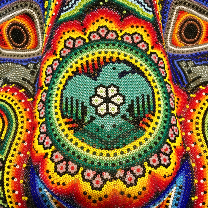 Jaguar Beaded Mask, Huichol Art, by Florencio Lopez