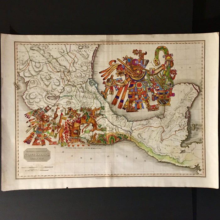 Tlaloc (Rain God in Uniform) and Tamoanchan (The Seven Tribes Depart,) 1811 Map, by Guillermo Chavez Rosette