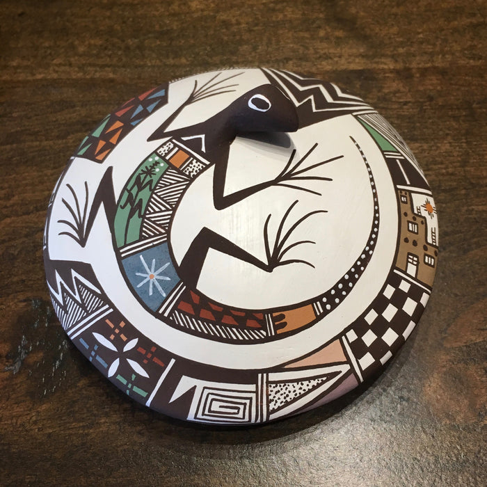 Lizard Acoma Seed Pot, by Carolyn Concho, at Raven Makes Gallery