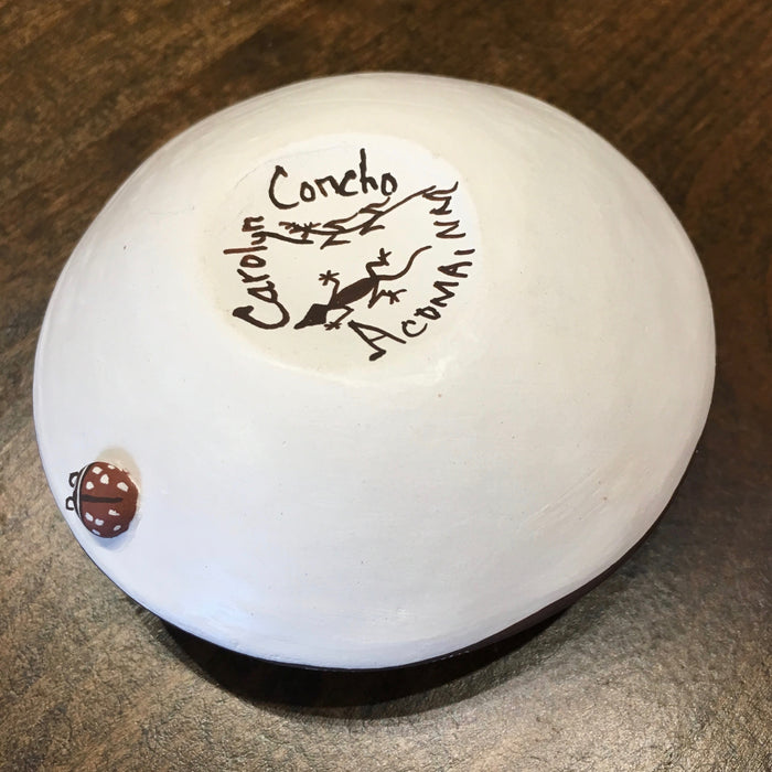 Acoma Seed Pot with Hummingbird and Ladybug Friend, by Carolyn Concho